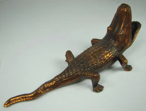 Old Alligator Ashtray Match Cigar Holder Sebring Fla Souvenir cast metal copper
