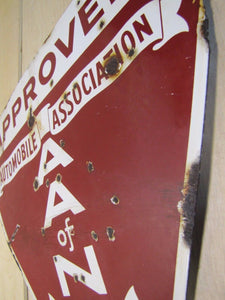 AUTOMOBILE ASSOCIATION OF NEW JERSEY Orig Old Porcelain Sign Double Sided AA NJ