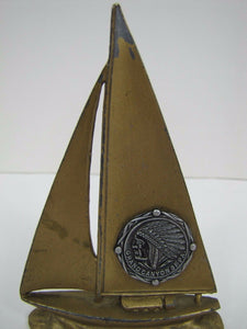 Old GRAND CANYON OF PA Pennsylvania Souvenir INDIAN SAILING SHIP Paperweight