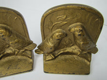 Load image into Gallery viewer, Antique LOVE BIRDS Cast Iron Bookends Pair Birds Sitting Branch Decorative Arts
