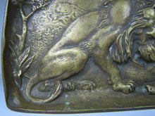 Load image into Gallery viewer, Antique Bronze Lion Decorative Art Tray Ornate High Relief Design Tree Landscape
