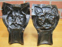 Load image into Gallery viewer, Old Industrial Bronze 2 piece Cat Mold Face Head Figure Toy Tray Doorstop Art
