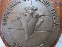 Load image into Gallery viewer, Old Brass SUBMARINE SQUADRON TWELVE Plaque VIS VITAE High Relief Naval Sign
