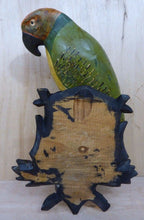 Load image into Gallery viewer, Folk Art Parrot Wooden Carved Decorative Art Bird Perched Mounted on Plaque
