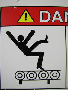 DANGER CONVEYOR Sign double sided metal safety sign great graphics person fall