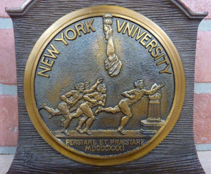 1930s NYU New York University Decorative Art Bookend Doorstop CS&C Co ci&brass