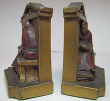 Load image into Gallery viewer, Antique 1920s Scholar Reading Book Bookends ornate detailing old orig paint LVA
