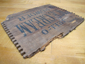 JELL-O ICE CREAM Old Wood Crate Box Panel Advertising Sign Genesee Food Leroy NY