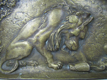 Load image into Gallery viewer, Antique Bronze Lion Decorative Art Tray Ornate High Relief Design Tree Landscape
