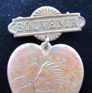 IORM Red Men Annual Convention Antique Souvenir Heart Pin Pinback Medallion