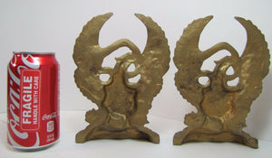 E PLURIBUS UNUM Old Cast Iron EAGLE Bookends Figural Decorative Art Statues