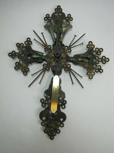 FOR HEAVENS SAKE Folk Art Key Crucifix Cross Nails Keys Ornate Artwork