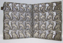 Load image into Gallery viewer, Old Chocolate Bunnies Mold metal industrial hinged sixteen bunny rabbits easter
