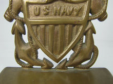 Load image into Gallery viewer, Old Brass US NAVY Spread Winged Eagle Shield Anchors Figural Doorstop Bookend
