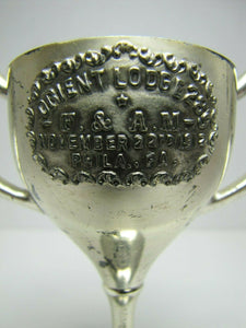 1912 F&AM ORIENTAL LODGE No 289 PHILA PA Antique Masonic Mason Double Handle Cup
