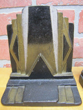 Load image into Gallery viewer, Art Deco SKYSCRAPER Stylized Geometric Cast Iron Pair Bookends Decorative Arts
