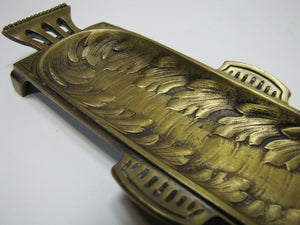 Antique Decorative Arts Brass Tray Leaves Ornate Card Tip Trinket Pen Rest