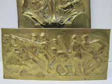 Load image into Gallery viewer, POSEIDON TRIDENT DAUPHINS Old Brass Decorative Arts Wall Plaque Shelf Box Ornate
