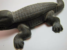 Load image into Gallery viewer, Antique Cast Iron Alligator match safe trinket tray top lift old original paint
