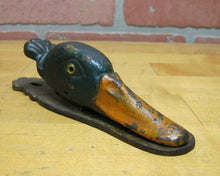 Load image into Gallery viewer, Antique Cast Iron Duck with Glass Eyes Paperclip Paperweight Decorative Desk Art
