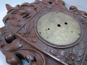 Antique Wooden Carved Evil Face Figural Wall Mount Art Clock Housing Plaque