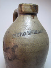 Load image into Gallery viewer, BOSTON HIGHLAND YEAST Antique Small Stoneware Pottery Jug Impressed Lettering
