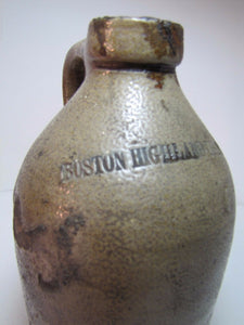 Antique BOSTON HIGHLAND YEAST Small Stoneware Pottery Jug impressed lettering