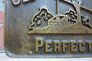 OLD WELL PERFECTO CIGARS Original Brass Sign News Paper Stand Paper Weight