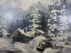 Orig Zaza Meuli Winter Scene Oil on Canvas Decorative Art Framed Painting signed