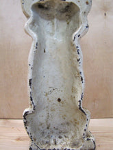 Load image into Gallery viewer, Antique Cast Iron Cat Doorstop Art orig old white painted surface green eyes
