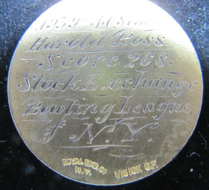 1939 1940 NY STOCK EXCHANGE LEAGUE NEW YORK BOWLING Assn 10k GF Medallion