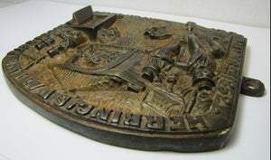 HERRING'S FIREPROOF SAFE p1852 NEW YORK Antique Bronze Safe Plaque Sign Ornate