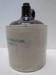 Antique John B. Monaghan's Sons Shenandoah Pa Stoneware Pottery Advertising Jug