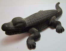 Load image into Gallery viewer, Antique Cast Iron Alligator match safe trinket tray top lift old original paint
