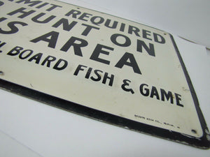 Old Connecticut Board Fish & Game Permit Rqd to Hunt on This Area Sign Scioto
