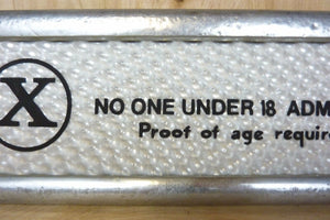 X NO ONE UNDER 18 ADMITTED Original 1960/70s Movie Theater Holographic Ad Sign