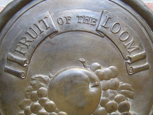 FRUIT OF THE LOOM Old Lg Embossed Brass Bronze Plaque Sign Underwear Advertising
