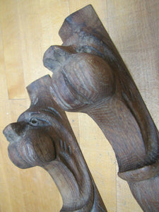 Antique Wood Hand Carved Beast Monster Heads Architectural Hardware Elements