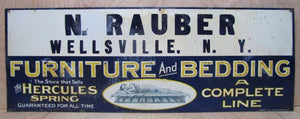 N RAUBER NY FURNITURE BEDDING HERCULES SPRING Old Embossed Tin Sign AMERICAN ART