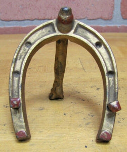 Antique HORSESHOE HOOF Cast Iron Miniature Easel SweetHeart Photo Mini Artwork