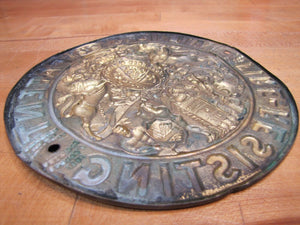 Antique Embossed Brass MILNERS PATENT FIRE-RESISTING SAFE Plaque Sign Ornate