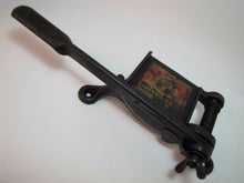 Load image into Gallery viewer, Antique Cast Iron Tobacco Cutter No 0 (zero) smaller hard to find w advertising
