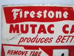1940s FIRESTONE TIRES Advertising Sign Gas Station Repair Shop Retread Mold