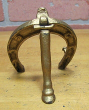 Load image into Gallery viewer, Antique HORSESHOE HOOF Cast Iron Miniature Easel SweetHeart Photo Mini Artwork
