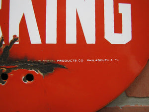 Old Porcelain NO PARKING Sign 2 Sided Red White Industrial Co Philadelphia