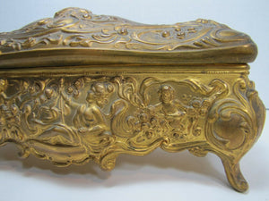 Antique Art Nouveau B&W Brainard Wilson Casket Box lovely maidens cherubs Ornate