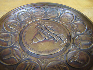 Orig 1933-4 CHICAGO WORLD'S FAIR CENTURY OF PROGRESS Brass Bronze Buidlings Tray