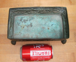Old Copper Brass Bronze Small Planter Box Claw Foot Leaves Design