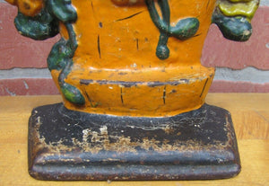 Antique Cast Iron Flower Basket Decorative Arts Doorstop Hubley Variant Paint