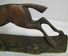Load image into Gallery viewer, Vintage Jockey riding Horse Bookends brass copper wash ornate detailing rare htf
